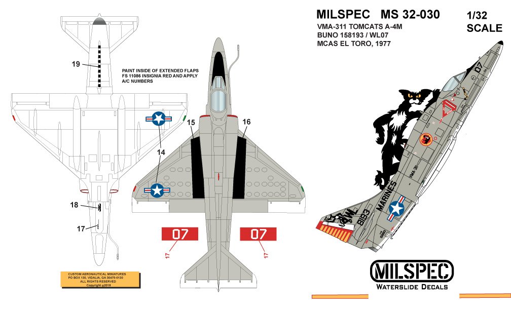 CAM Decals MILSPEC MS 32-030 obtisky 1/32 A-4M VMA-311