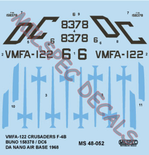 CAM Decals MILSPEC MS 48-052 obtisky 1/48 F-4B VMFA-122