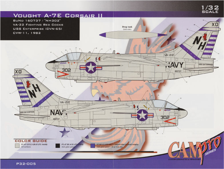 CAM PRO P32-005 obtisky 1/32 A-7E VA-22