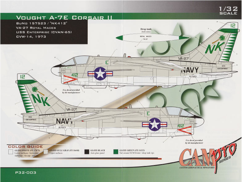 CAM Decals CAM Pro P32-003 obtisky 1/32 A-7E Corsair II VA-27