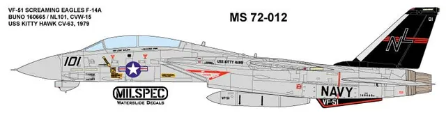 CAM Decals MILSPEC MS 72-012 obtisky 1/72 F-14A Tomcat VF-51