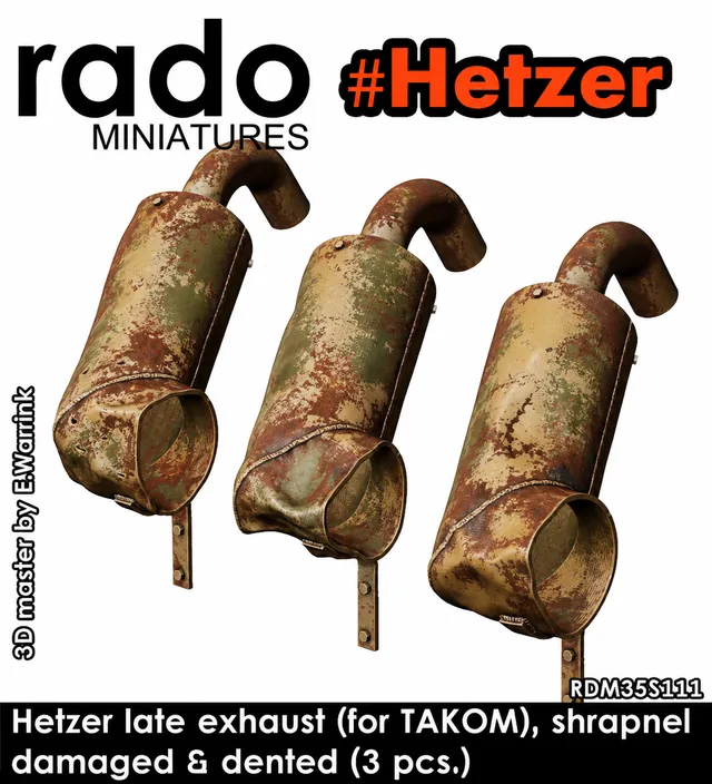 Rado Miniatures 35S111 tlumiče Hetzer poškozené 1/35 3 kusy