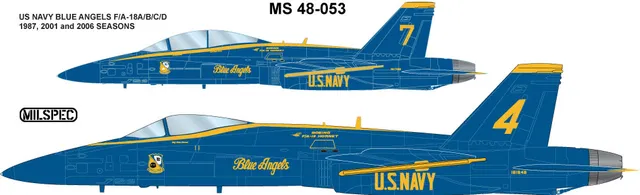 CAM Decals MILSPEC MS 48-053 obtisky 1/48 F/A-18 Blue Angels