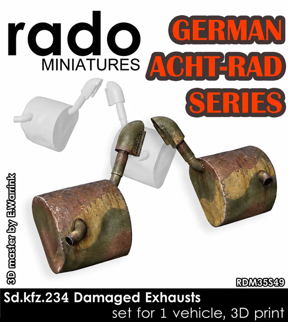 Rado Miniatures RDM35S49 výfuky Sd.Kfz.234 1/35 3D tisk