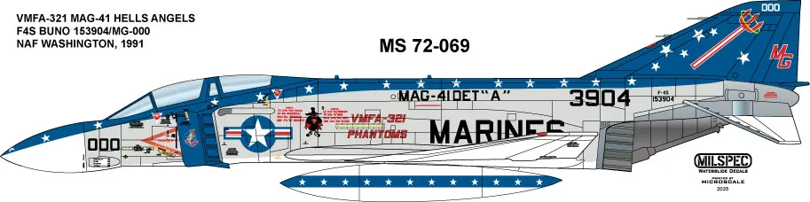 CAM Decals Milspec MS 72-069 obtisky 1/72 F-4S VMFA-321