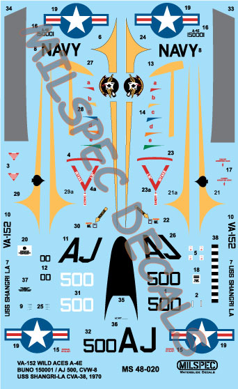CAM Decals MILSPEC MS 48-020 obtisky 1/48 A-4E Skyhawk