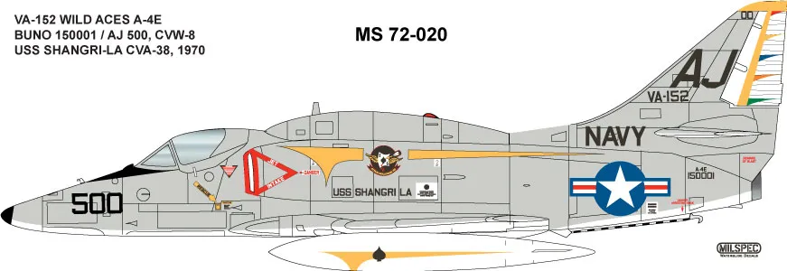 CAM Decals Milspec MS 72-020 obtisky 1/72 A-4E VA-152