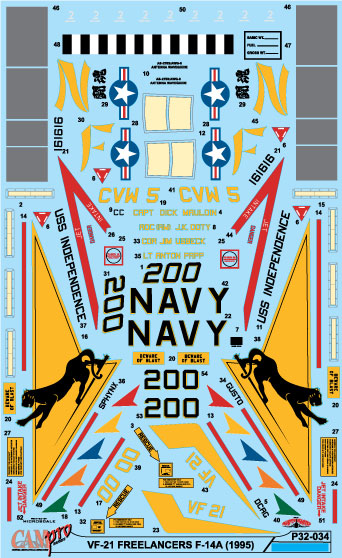 CAM Decals Cam Pro P32-034 obtisky 1/32 F-14A Tomcat VF-21