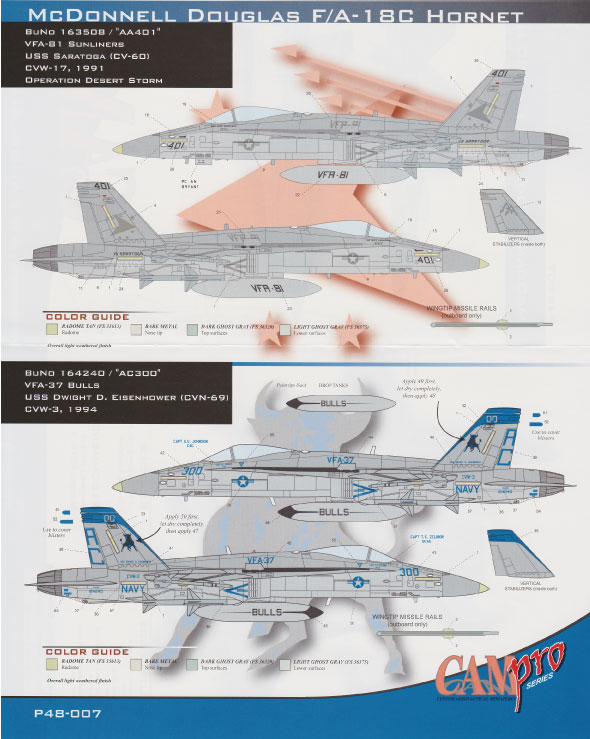 CAM Decals CAM Pro P48-007 obtisky 1/48 F/A-18C Hornet VFA-81