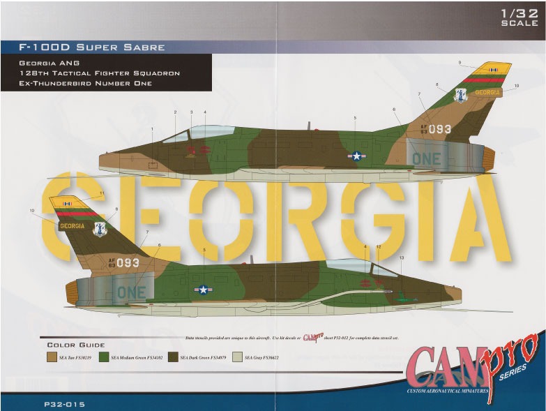 CAM PRO P32-015 obtisky 1/32 F-100D Georgia ANG