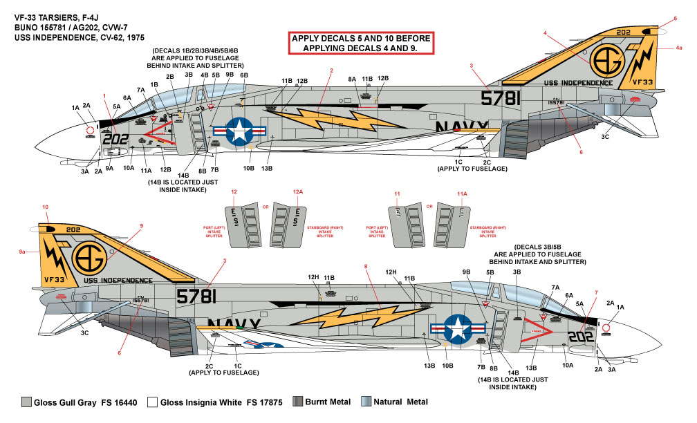 CAM Decals Milspec MS 32-047 obtisky 1/32 F-4J VF-33