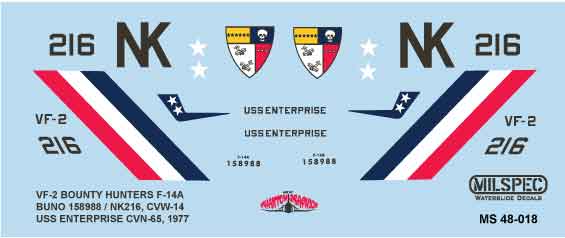 CAM Decals Milspec MS 48-018 obtisky 1/48 F-14A VF-2