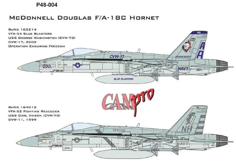 CAM PRO P48-004 obtisky 1/48 F/A-18C VFA-34