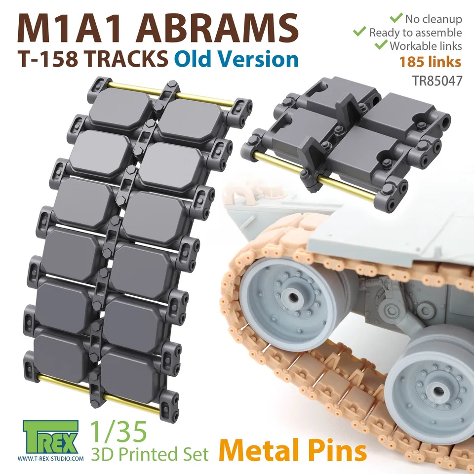 T-Rex Studio TR85047 pásy T-158 M1A1 Abrams 1/35 kovové čepy