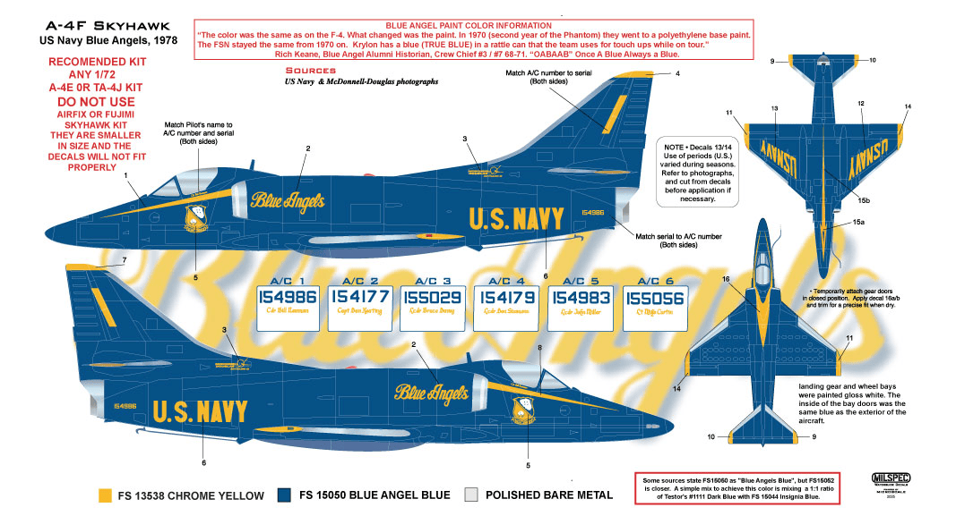 CAM Decals Milspec MS 72-055 obtisky 1/72 Blue Angels