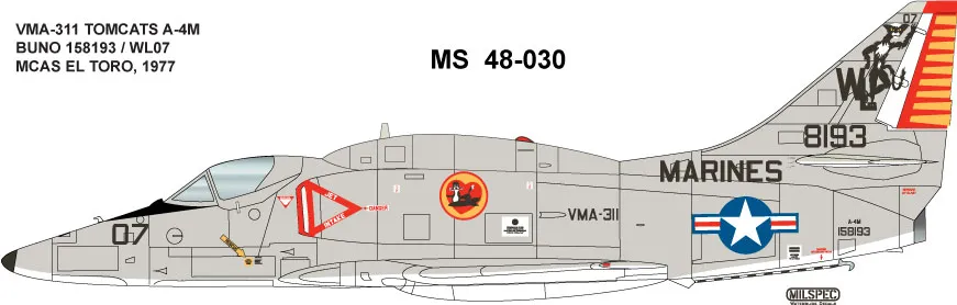 CAM Decals MILSPEC MS 48-030 obtisky 1/48 A-4M VMA-311