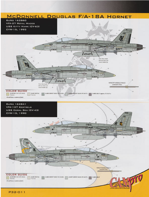 CAM Decals CAM PRO P32-011 obtisky 1/32 F/A-18A Hornet VFA-27
