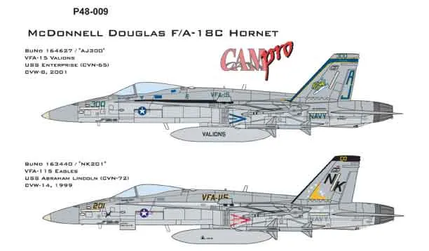 CAM Decals Cam Pro P48-009 obtisky 1/48 F/A-18C Hornet