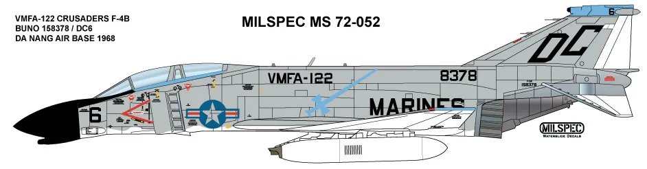 CAM Decals MILSPEC MS 72-052 obtisky 1/72 F-4B VMFA-122