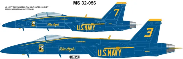 CAM Decals MILSPEC MS 32-056 obtisky 1/32 F/A-18E/F Blue Angels