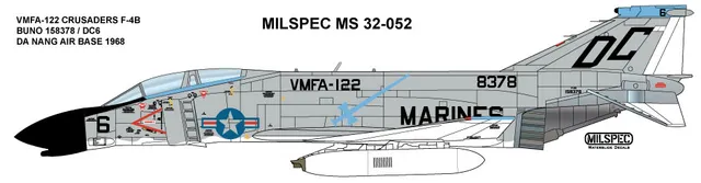 CAM Decals MILSPEC MS 32-052 obtisky 1/32 F-4B VMFA-122