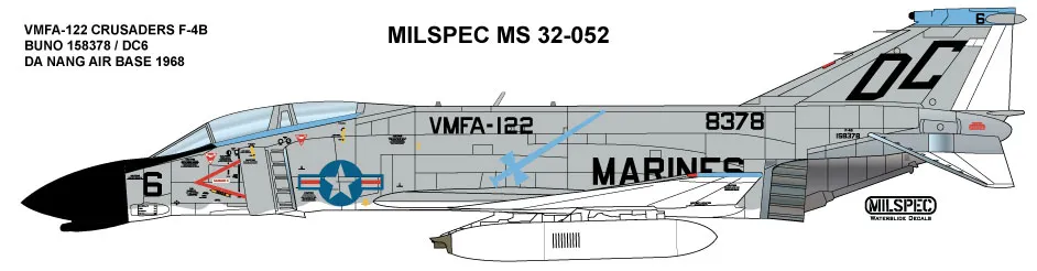 CAM Decals MILSPEC MS 32-052 obtisky 1/32 F-4B VMFA-122