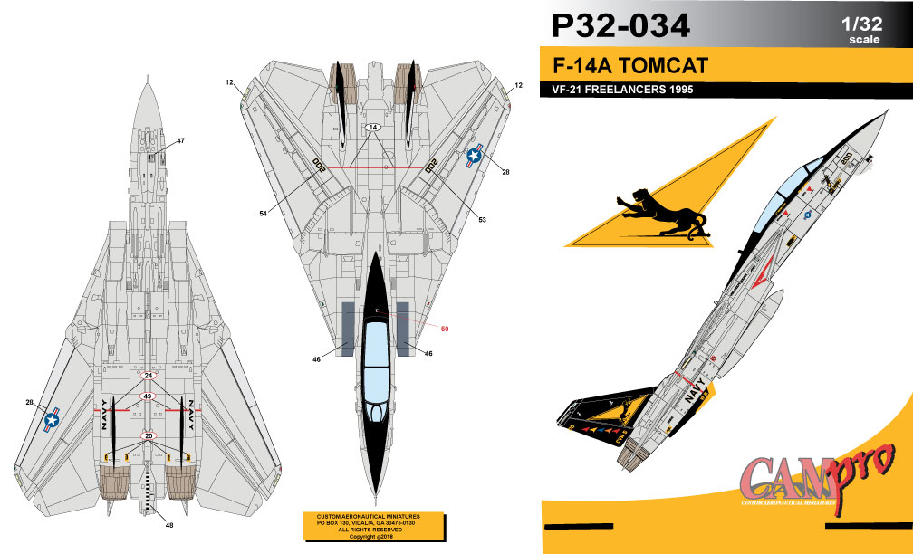 CAM Decals Cam Pro P32-034 obtisky 1/32 F-14A Tomcat VF-21