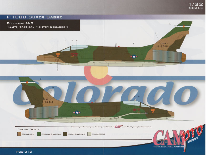 CAM Decals CAM PRO P32-018 obtisky 1/32 F-100D Colorado ANG