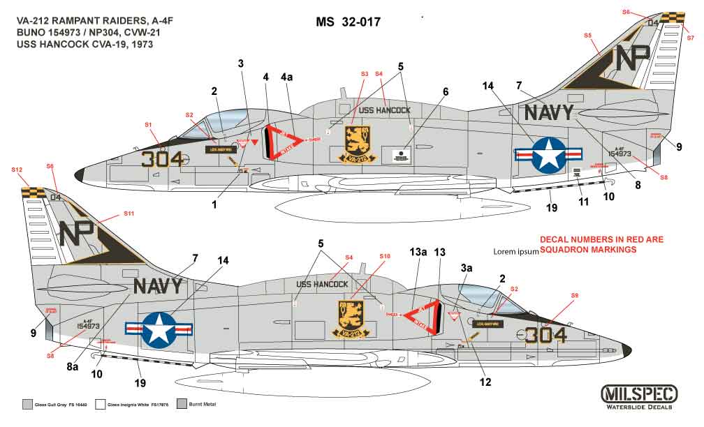 CAM Decals MILSPEC MS 32-017 obtisky 1/32 A-4F