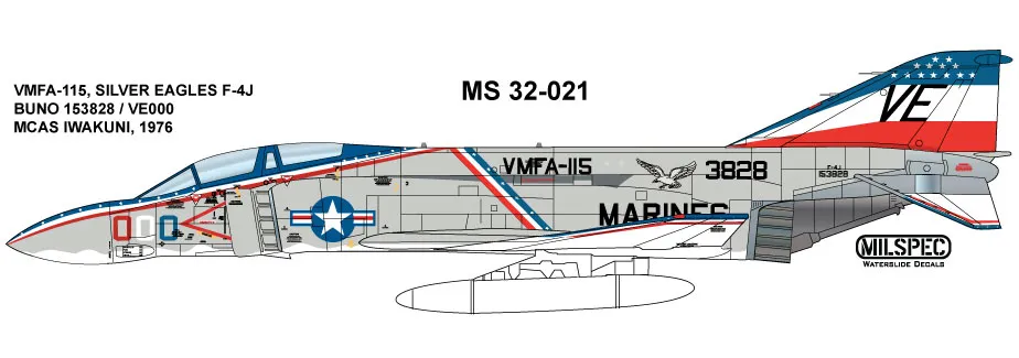 CAM Decals MILSPEC MS 32-021 obtisky 1/32 F-4S Phantom bicentennial