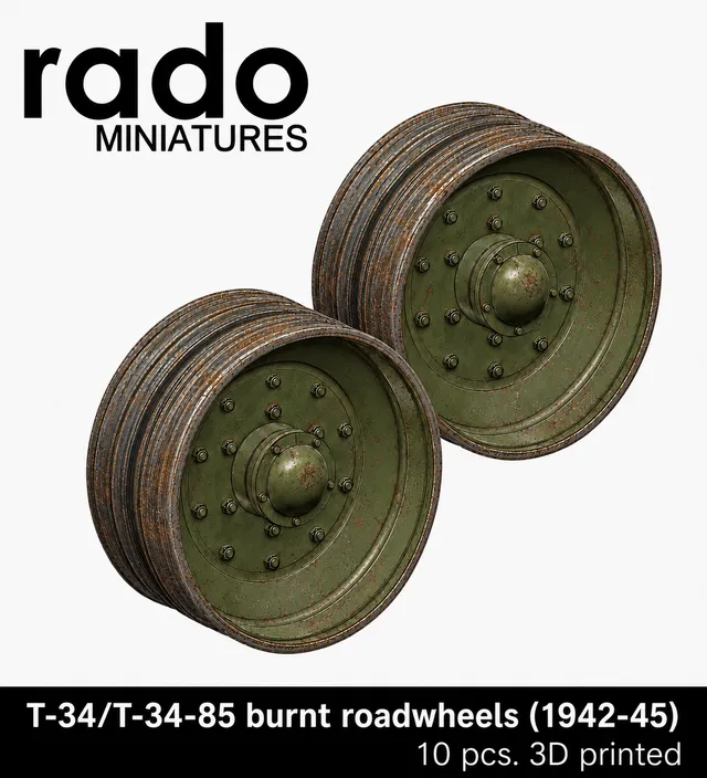 Rado Miniatures RDM35S34 spálená kola T-34 1/35 10 ks