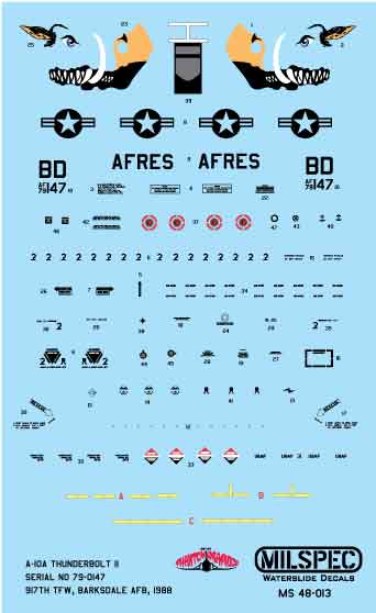 CAM Decals MILSPEC MS 48-013 obtisky 1/48 A-10A Warthog