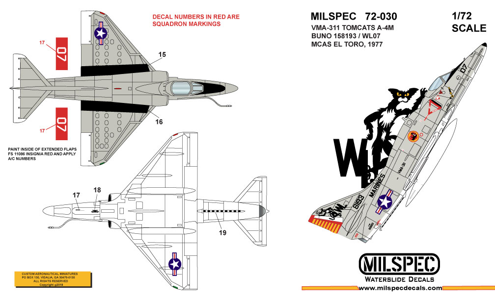 CAM Decals MILSPEC MS 72-030 obtisky 1/72 A-4M Skyhawk