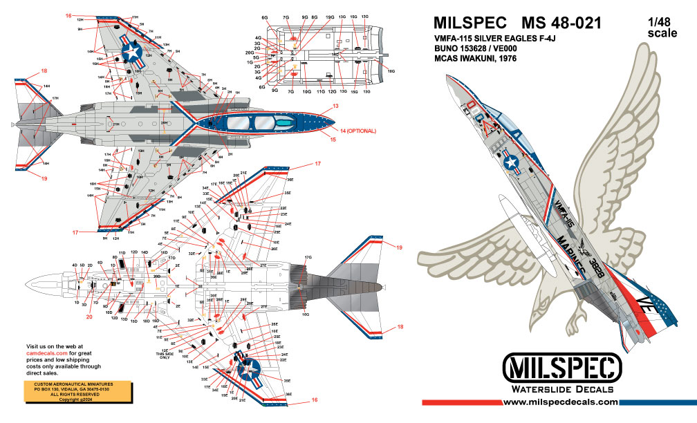 CAM Decals Milspec MS 48-021 obtisky 1/48 Bicentennial