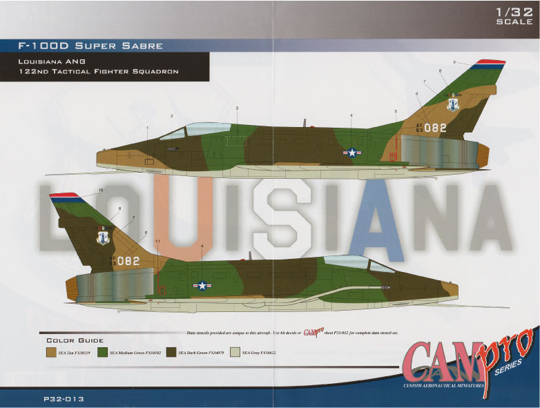 CAM PRO P32-013 obtisky 1/32 F-100D Louisiana ANG