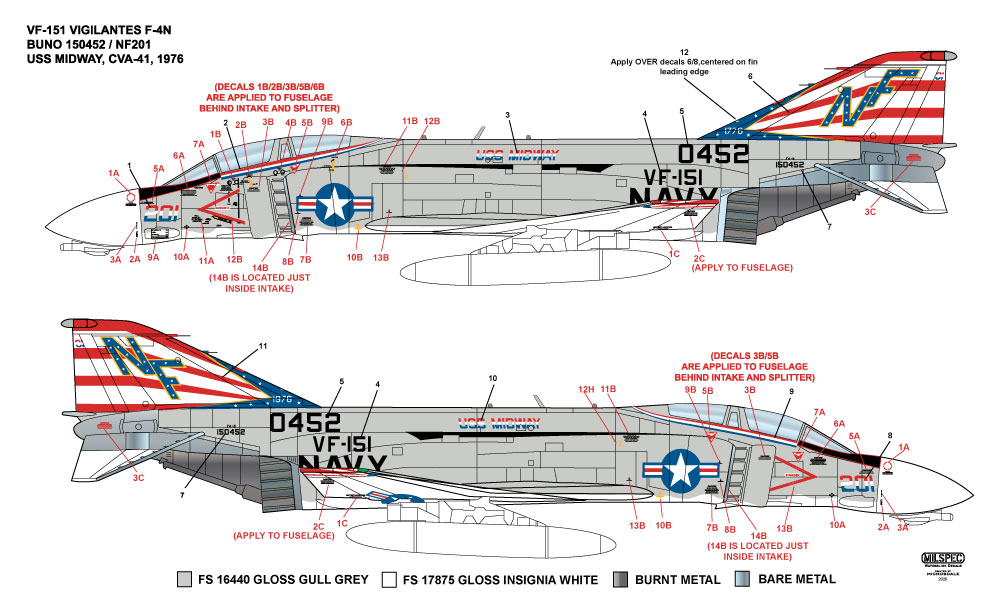 CAM Decals MILSPEC MS 72-023 obtisky 1/72 F-4N VF-151