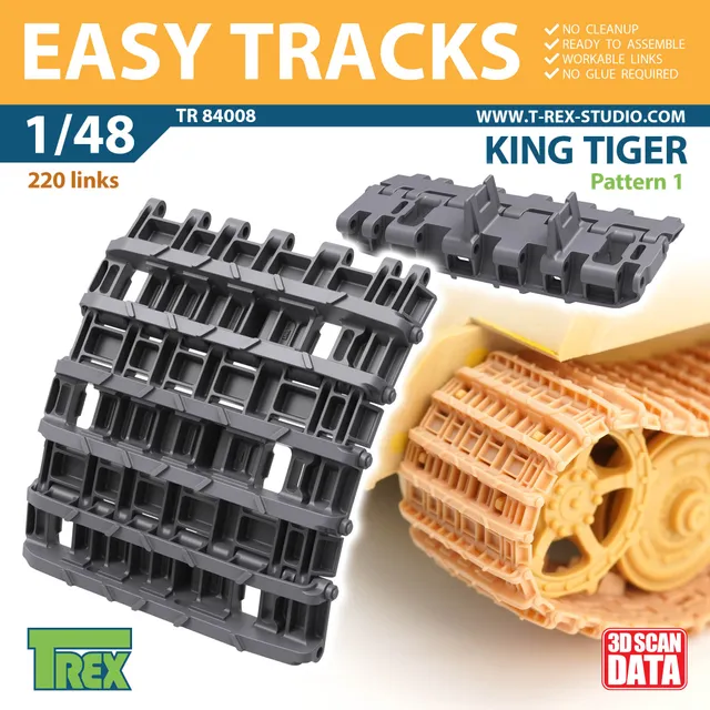 T-Rex Studio TR84008 pásy King Tiger 1/48 3D doplněk