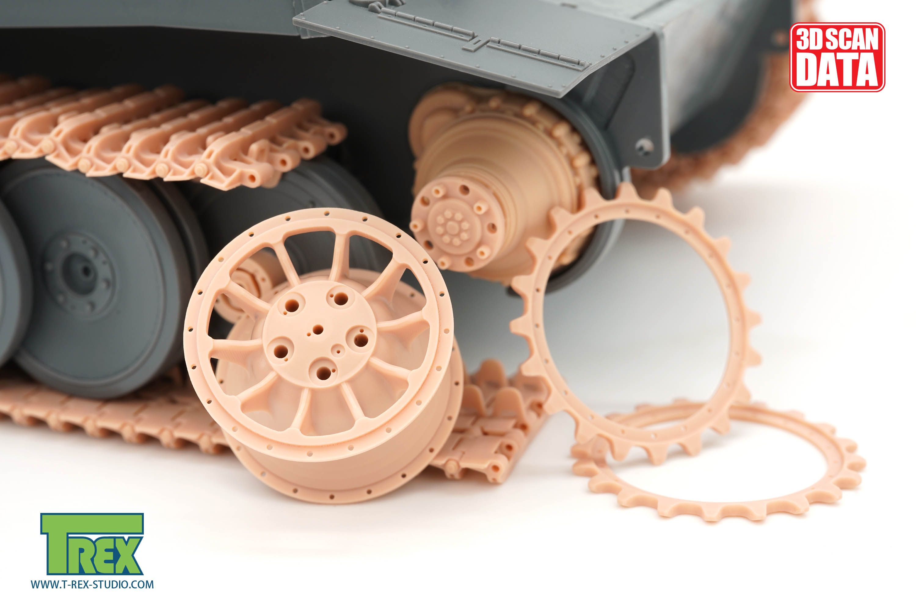 T-Rex Studio Tiger I Early Sprocket Type 3 kola 1/35 3D tisk