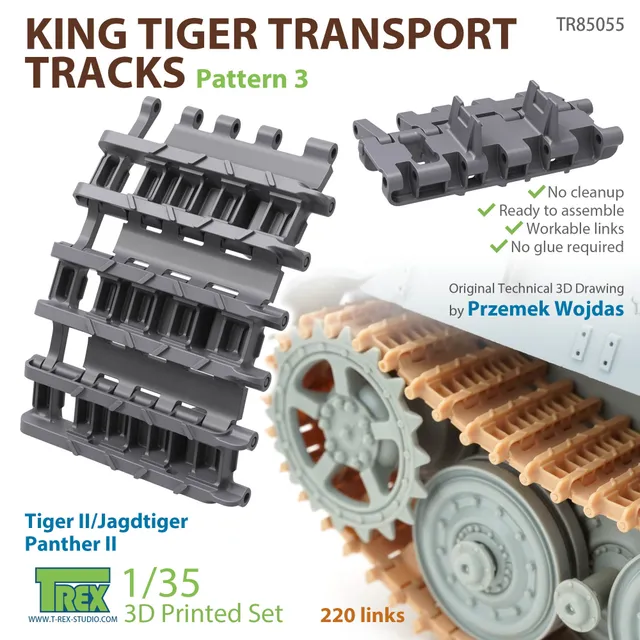 T-Rex Studio King Tiger Transport Pattern 3 pásy 1/35