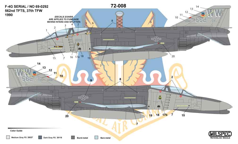 CAM Decals MILSPEC MS 72-008 obtisky 1/72 F-4G Phantom 562nd