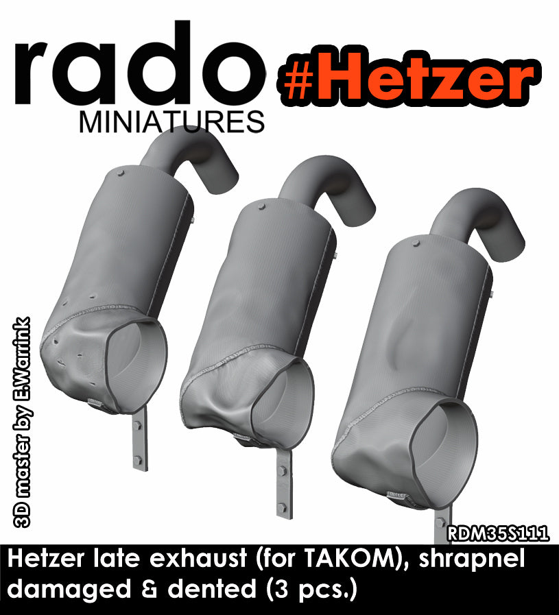 Rado Miniatures 35S111 tlumiče Hetzer poškozené 1/35 3 kusy