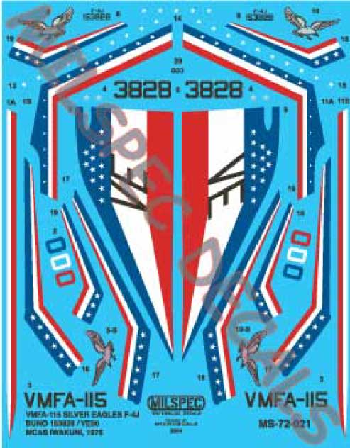 CAM Decals Milspec MS 72-021 obtisky 1/72 F-4J Bicentennial