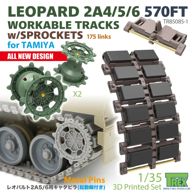 T-Rex Studio TR85085-1 pásy Leopard 2 1/35 pohyblivé Tamiya