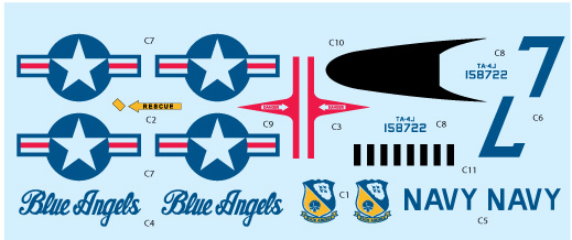 CAM Decals MILSPEC MS 48-001 decaly 1/48 TA-4J Blue Angels