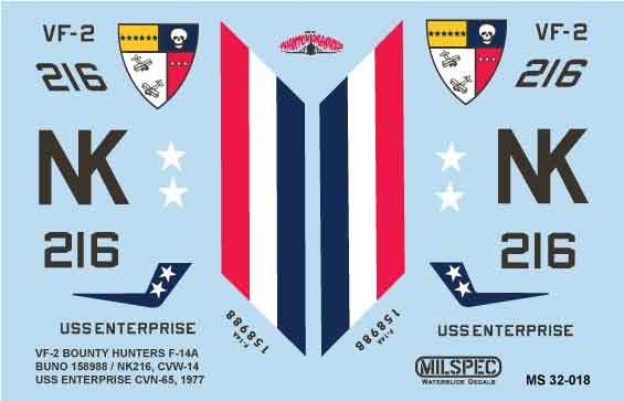 CAM Decals MILSPEC MS 32-018 obtisky 1/32 F-14A VF-2