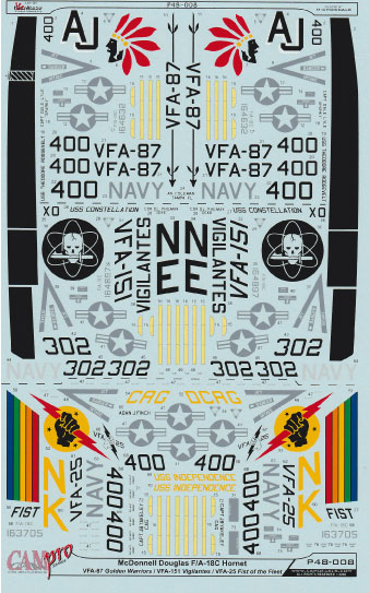 CAM Decals Cam Pro P48-008 obtisky 1/48 Hornet