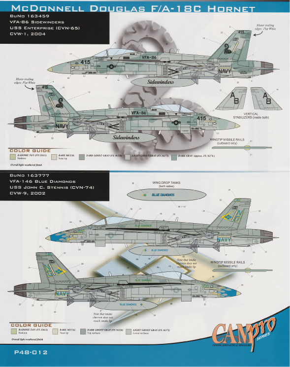 CAM Decals CAM PRO P48-012 obtisky 1/48 F/A-18C Hornet VFA-86