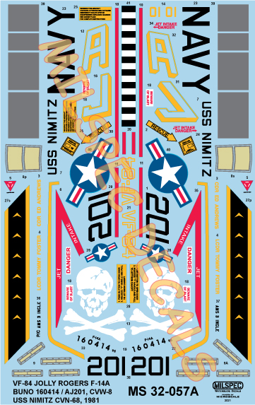 CAM Decals MILSPEC MS 32-057 obtisky 1/32 F-14A VF-84
