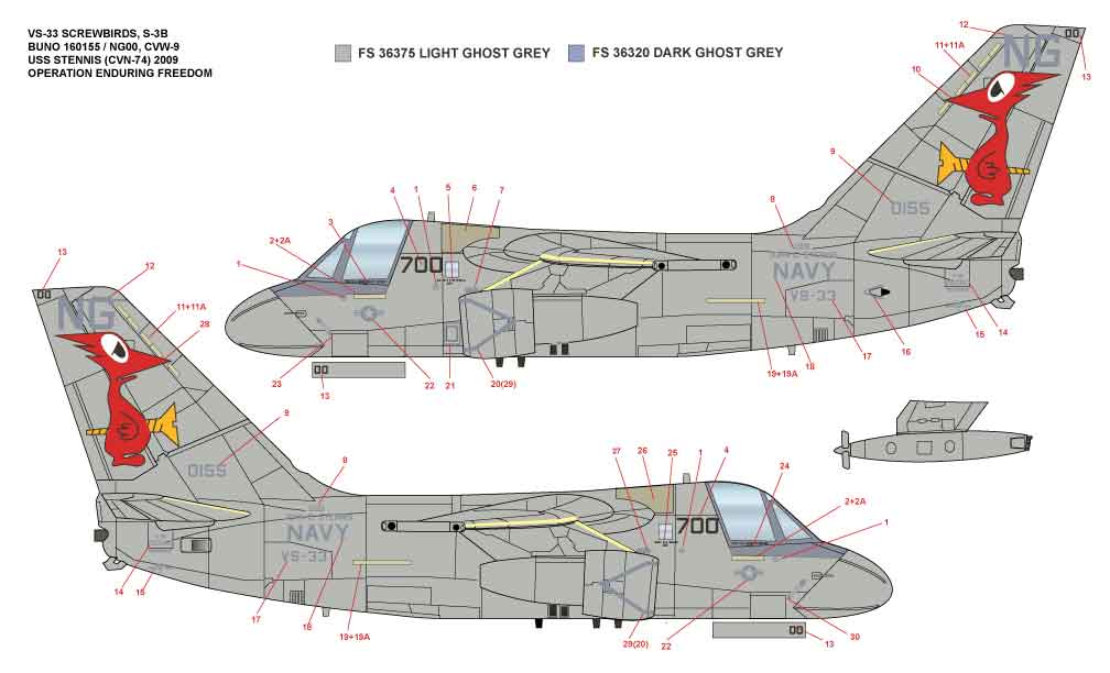 CAM Decals MILSPEC MS 72-016 obtisky 1/72 S-3B Viking VS-33