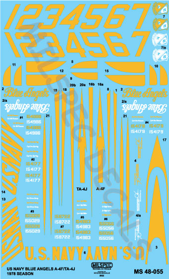 CAM Decals Milspec MS 48-055 obtisky 1/48 Blue Angels